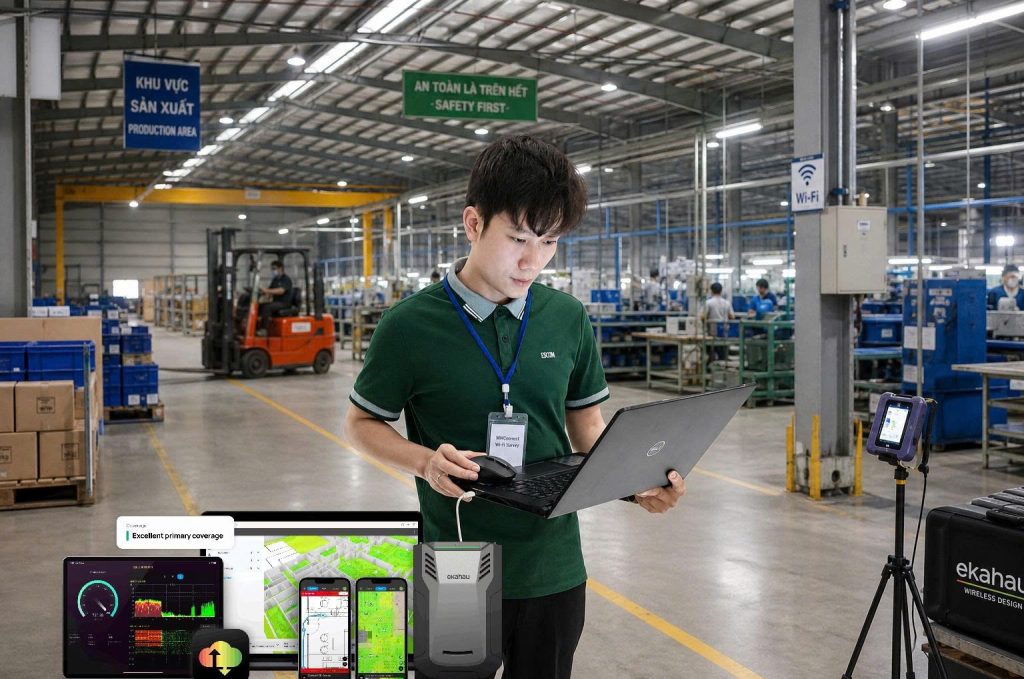 đo kiểm tra mạng WIFI cho nhà máy